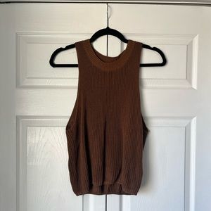 Reformation - Ribbed Tencel & Linen Blend Tank Top in Toffee Brown